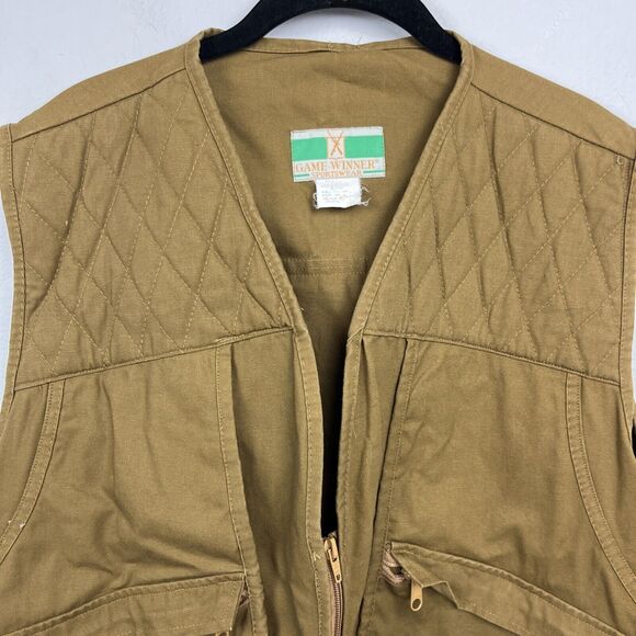 Vintage Game Winner Sportswear Brown Hunting Shotgun Shooting Vest Men’s Size L - Picture 5 of 13